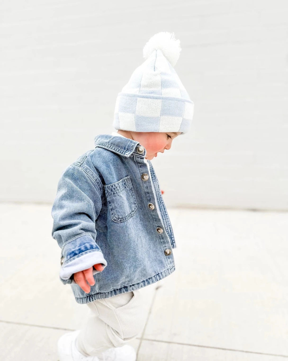 BLUE CHECKERED - TODDLER BEANIE