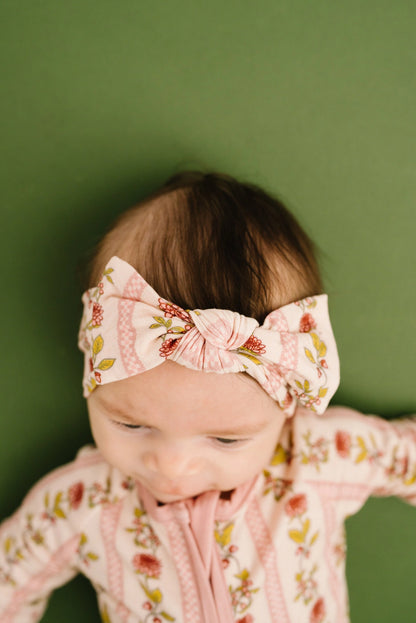VINTAGE FLORAL STRIPE BAMBOO HEADBAND