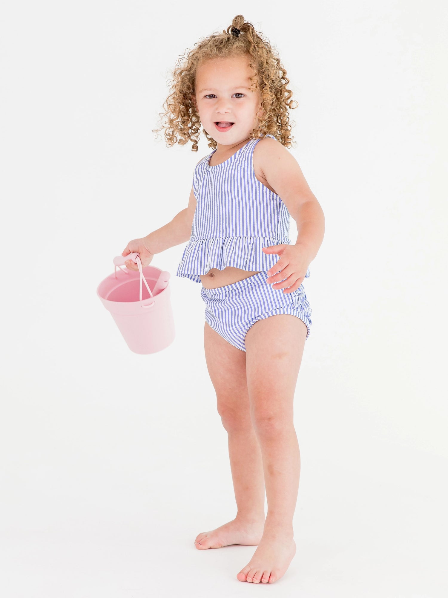PERIWINKLE SEERSUCKER PEPLUM TANKINI