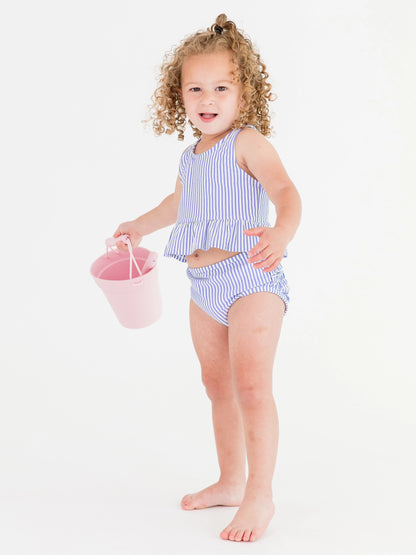 PERIWINKLE SEERSUCKER PEPLUM TANKINI