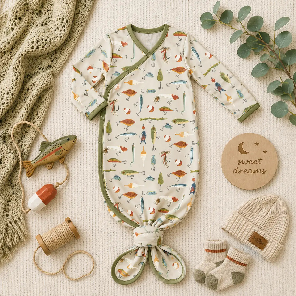 GONE FISHING KNOTTED GOWN
